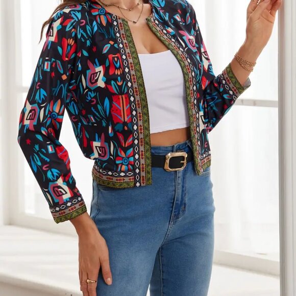 Floral pattern open front jacket - NWOT - Picture 3 of 4